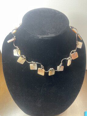 Unique Mother of Pearl and Silver Necklace